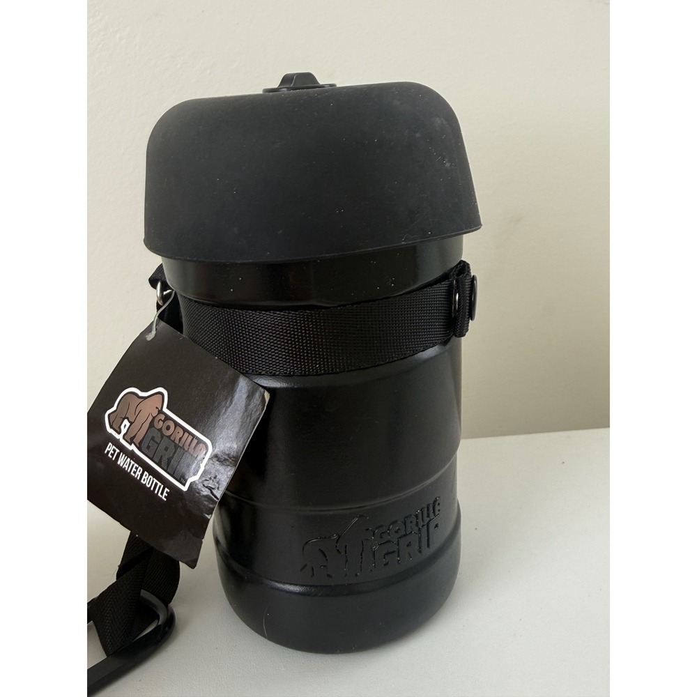 Gorilla Grip Pet Water Bottle Portable Dog Travel Dispenser with Bowl Black NWT